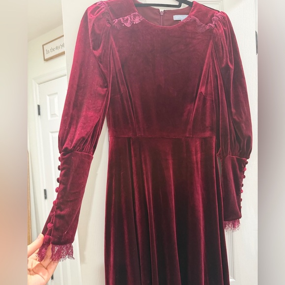 ANTONIO MELANI Dresses & Skirts - Antonio Melani Velvet Burgundy Dress